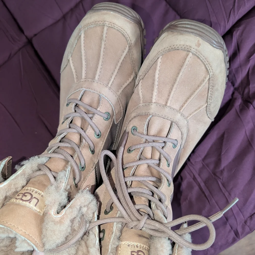 UGG Adirondack Women's 10 Brown Sheep Waterproof Boots Lace Up Mids Leather Snow - Picture 9 of 13